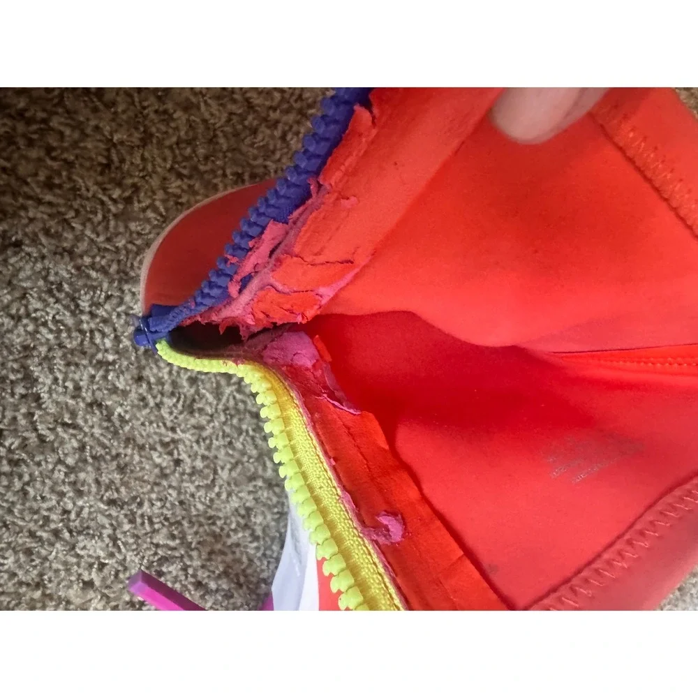 Aldo Neon Orange Sock Boots Peep Toe Stiletto Heel Gogo Retro Zip Womens 9/40